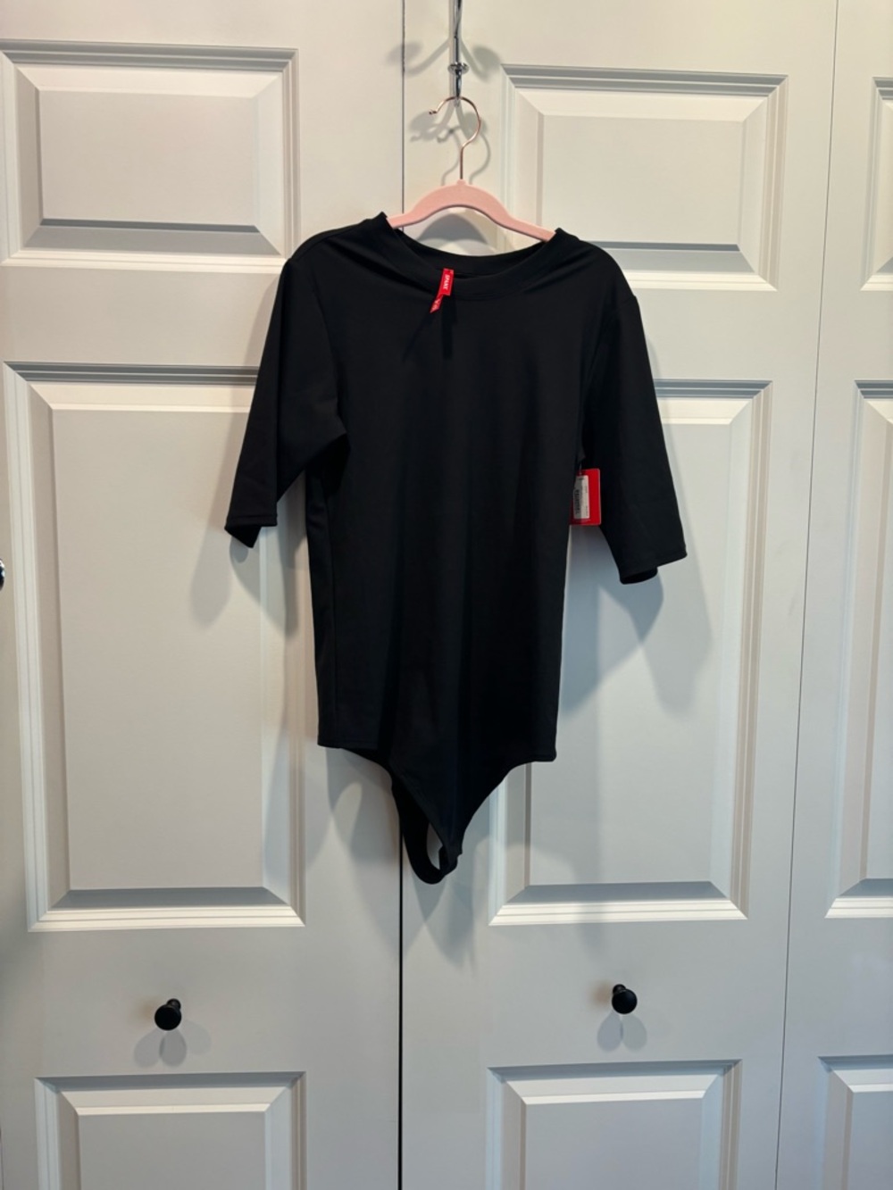 SPANX Classic Black Ribbed Short Sleeve Bodysuit
